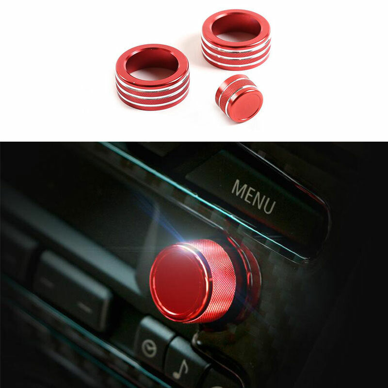 Red Aluminum Console AC Knob Ring Cover Trim Fit for BMW 3-Series E90 2005-2012