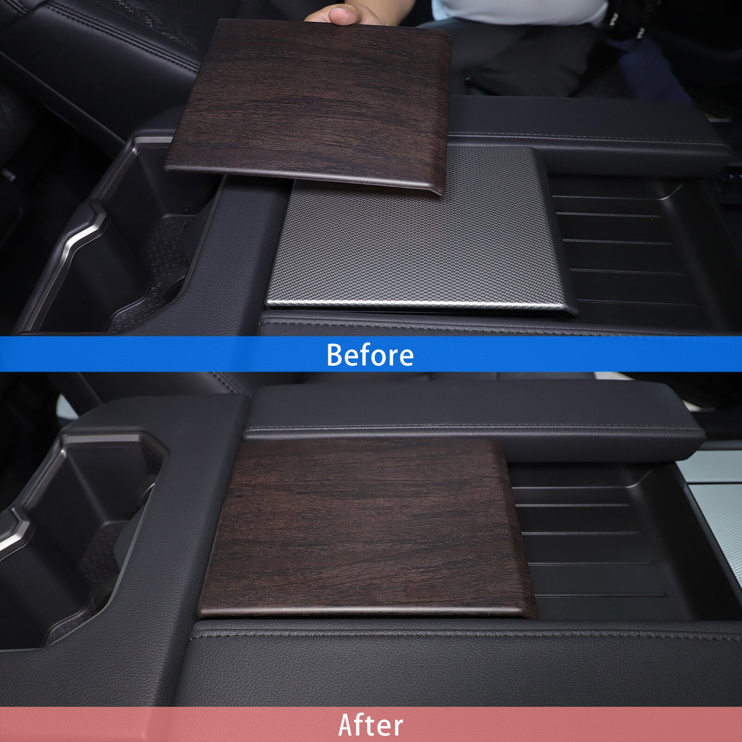 Oak grain ABS center armrest, armrest box cover decorative panel for Tundra 2022-2023 n