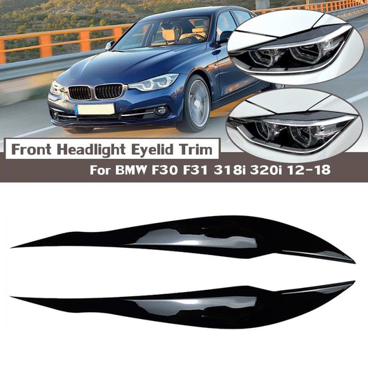 for BMW 3 Series F32 F33 F34 F35 318i 320i Black Headlight Eyebrow Eyelid Cover