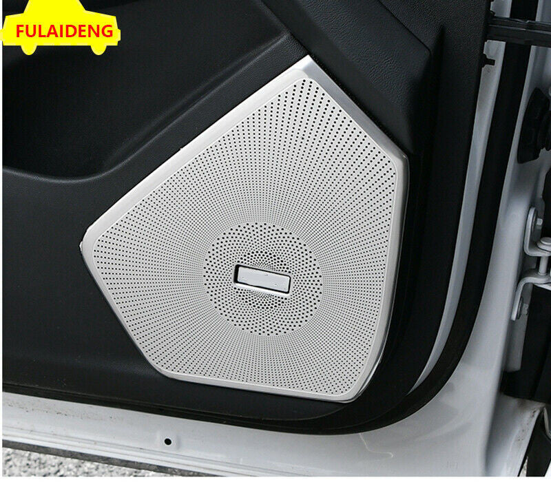 4 for Cadillac XT5 2016-2021 Matte Silver Steel Interior Door Speaker Cover Trim