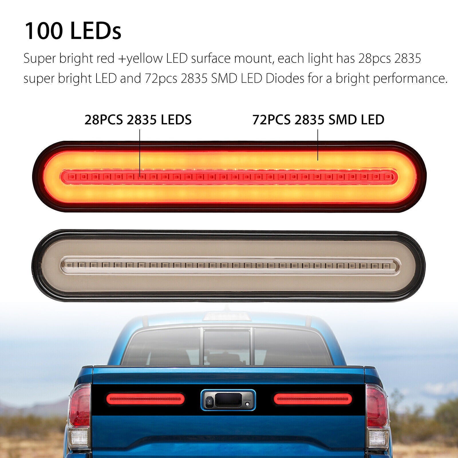 2pcs Halo Neon Tail Turn Signal Light LED Stop Flowing Brake Rear Trailer Truck