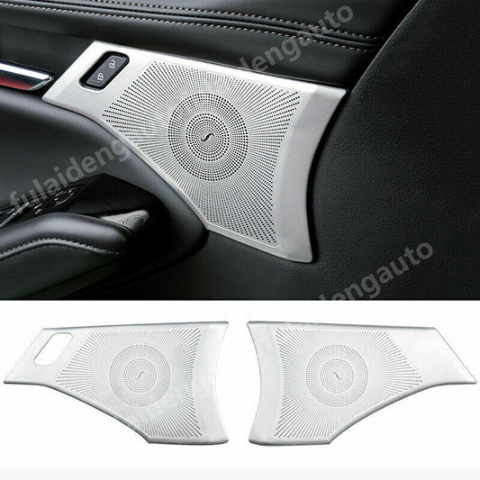 2Pcs for Mazda 3 Axela 2019-2021 Silver Steel Door Speaker Horn Frame Cover Trim