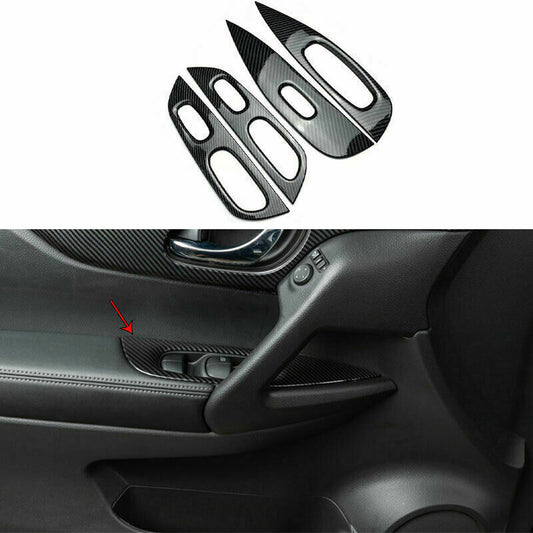 4P Carbon Fiber Window Lift Switch Panel Cover Trim For 2014-2020 for Nissan Rogue