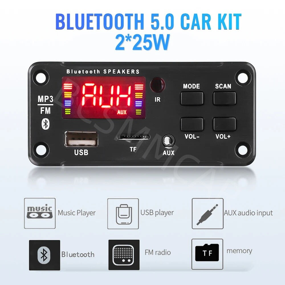 Car FM Radio Module Bluetooth Speaker MP3 Decoder Board USB TF FM Music Parts