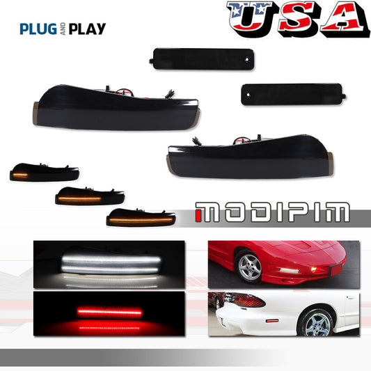 Smoke front bumper turn signal + rear side marker lights for 93-97 for Pontiac Firebird - v