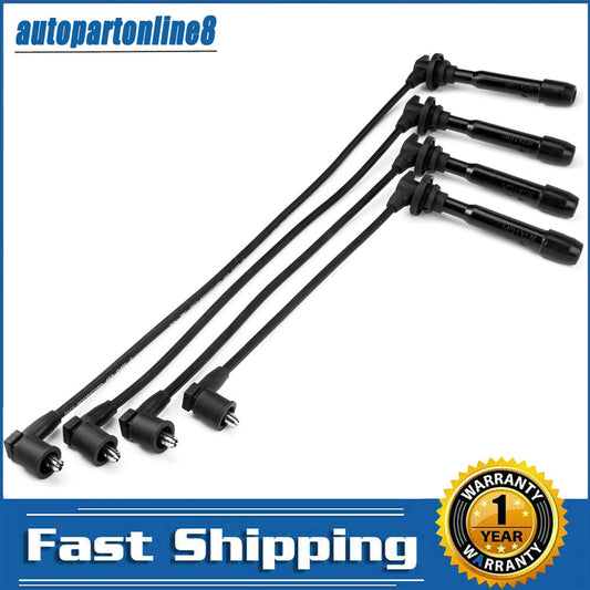 4-piece spark plug and ignition wire kit for Hyundai for Elantra Tiburon and for Kia Spectra Soul L4 Q