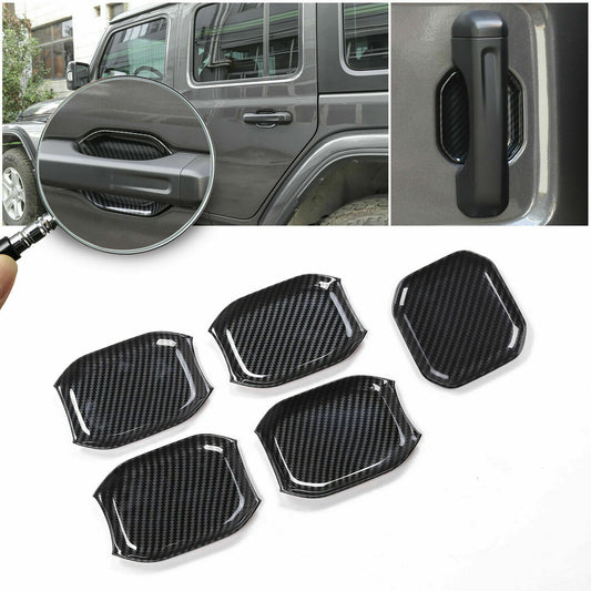 Door Handle Bowl Cover Trim for Jeep for Wrangler JL 2018-2024 Carbon Fiber Look