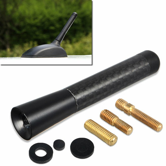 3 INCH BLACK CARBON FIBER SHORT ANTENNA AM/FM RADIO AERIAL WHIP JDM STYLE