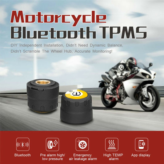 TPMS Bluetooth 5.0 Motorcycle Tire Pressure Monitor System  2 External Sensor Q