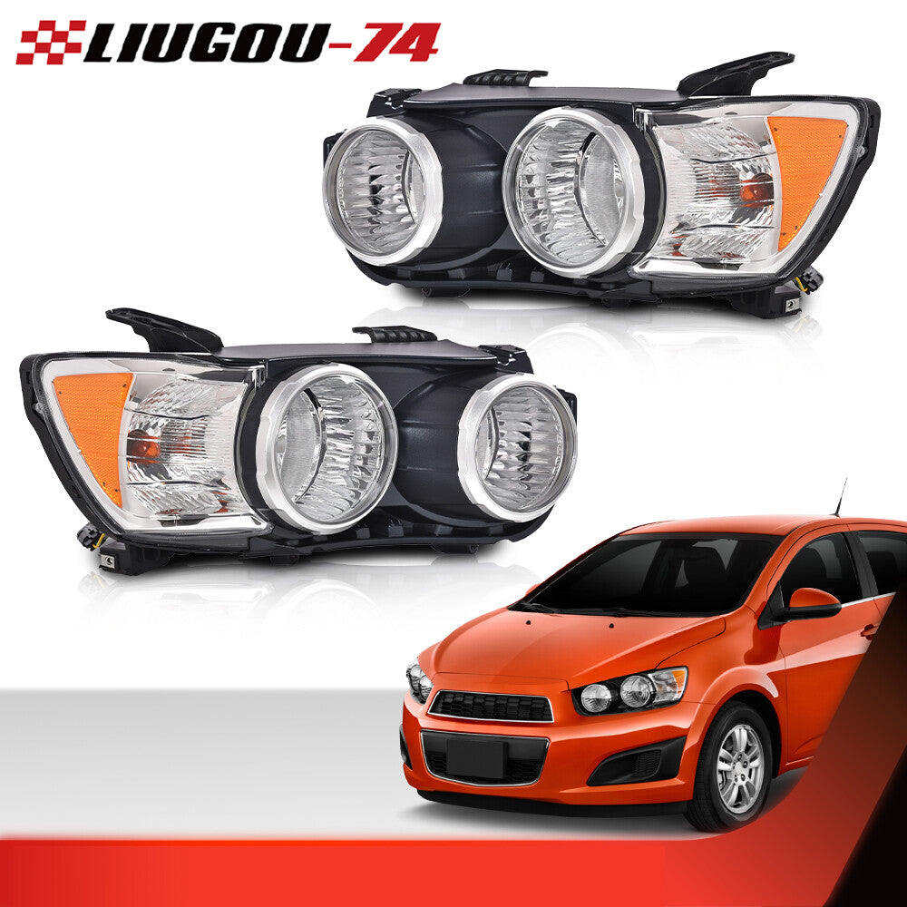 Fits 12 - 16 for Sonic Headlights Headlamp for CHRome 2-Piece Set Left and Right - v