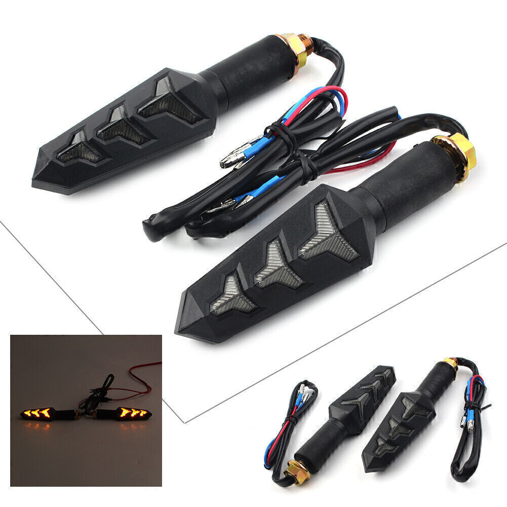 2X Universal Motorcycle Black 12V LED Blinker Turn Signal Indicator Amber Lights Q