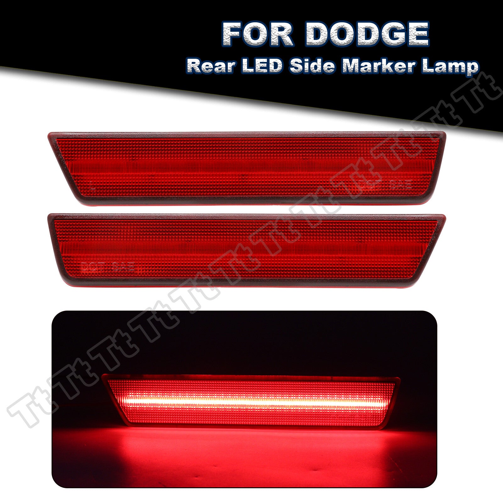 For 08-14 for Dodge for Challenger 11-14 Charger Red LED Rear Side Marker Lights 2x- v