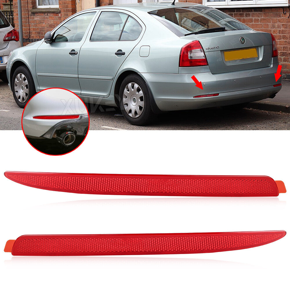 2x L+R Rear Bumper Reflector Fog Light Lens for Skoda Octavia MK2 1Z 2009-2013 Q