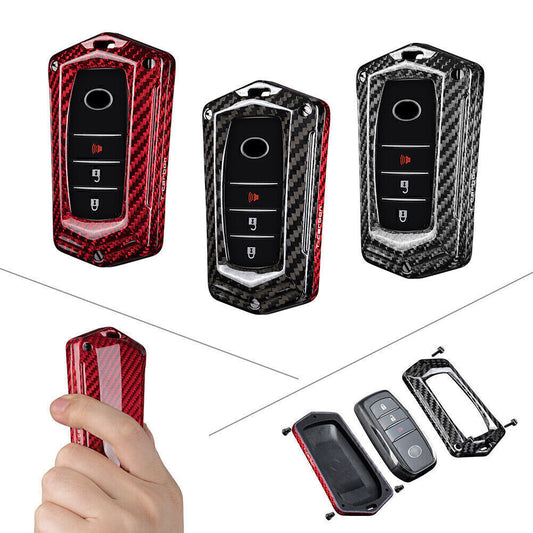 Carbon Fiber for Smart Key Fob Case Cover Fit for Toyota Alphard RAV4 Hilux Q