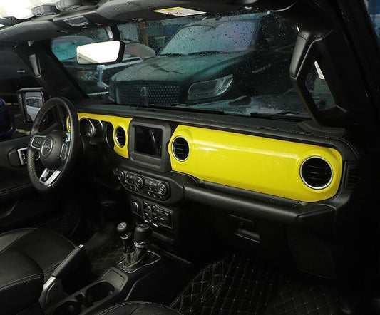for Jeep for Wrangler JL/JT 2018-2021 ABS Yellow Central control dashboard Trim 3PCS