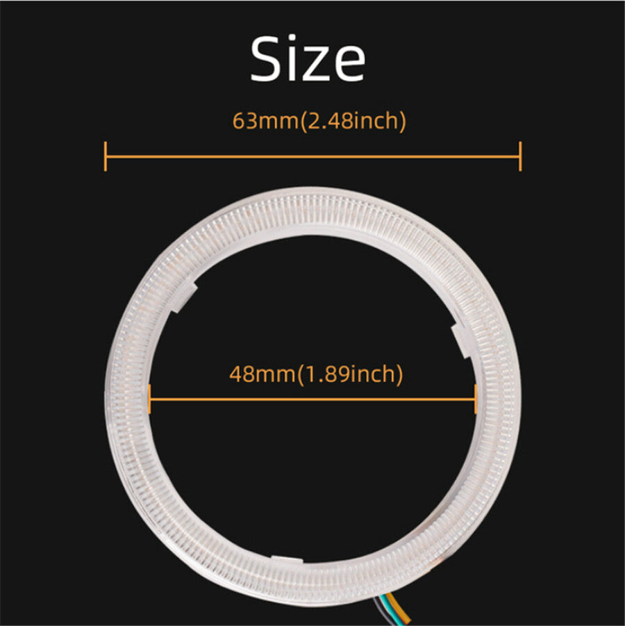 Car Eyes Headlight Halo Rings RGB APP Bluetooth Control COB LED Light Bar Q
