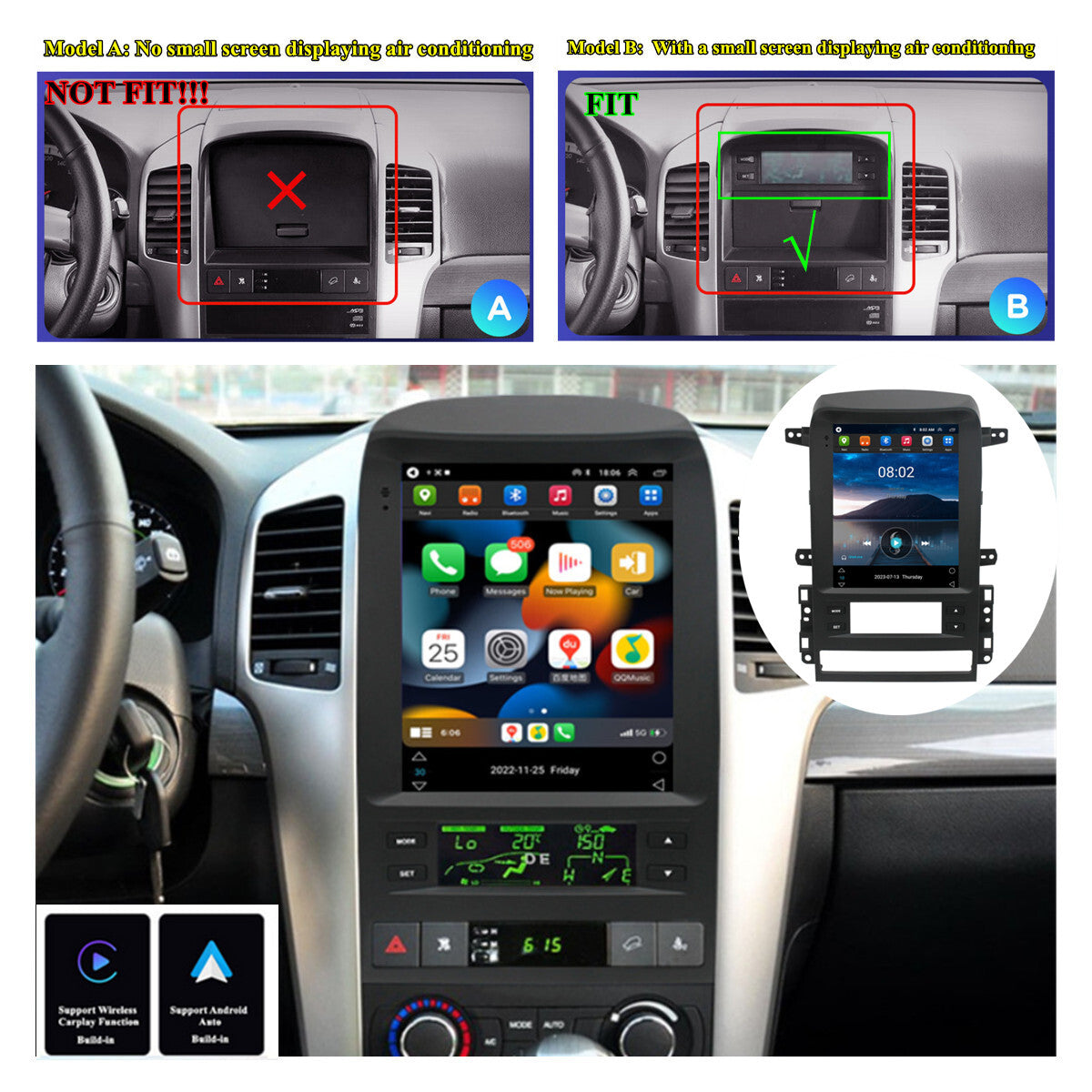 For 2006-2010 Chevy Captiva Carplay Radio Stereo GPS Navigation Wifi Player 9.7
