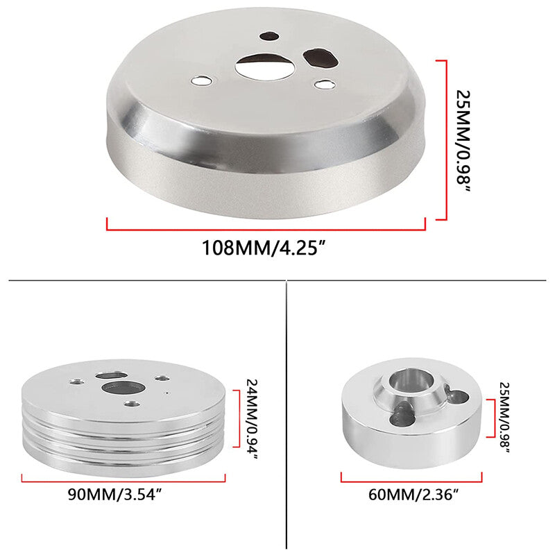 Car 5 & 6 hole steering wheel polished wheel adapter aluminum alloy silver - n