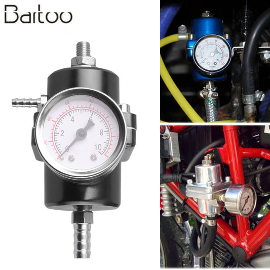 Black Aluminum Adjustable 1-140 PSI Fuel Pressure Regulator w/ Oil Gauge Fitting Q