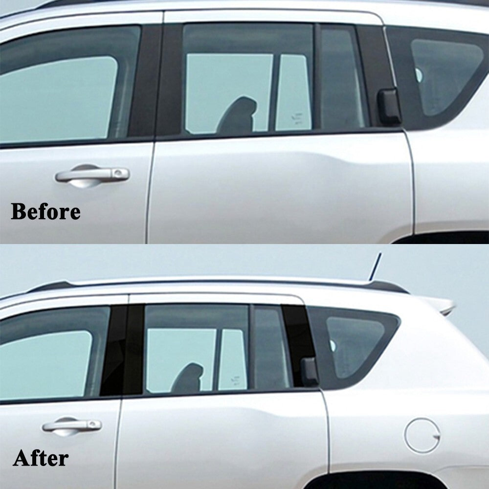 6x Black Exterior Window Pillar Posts Decal Sticker for Jeep Compass 2008-2016