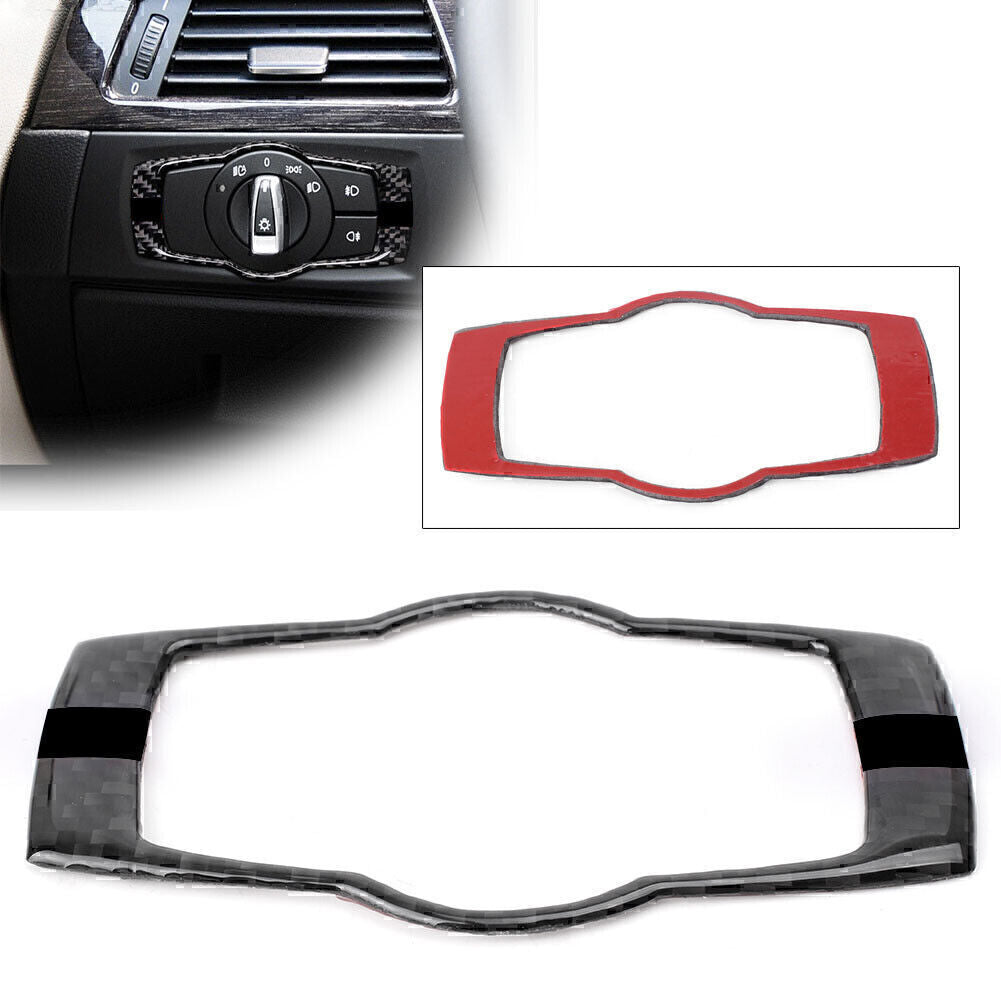 Car Headlamp Switch Button Frame Cover Trim fit for BMW 3 series E90 Carbon Fiber
