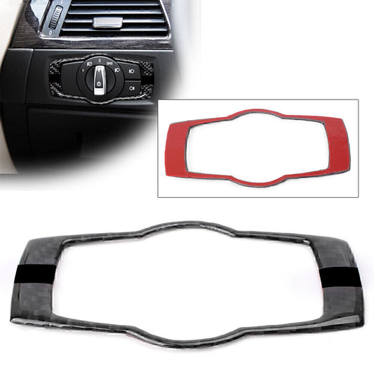 Car Headlamp Switch Button Frame Cover Trim fit for BMW 3 series E90 Carbon Fiber