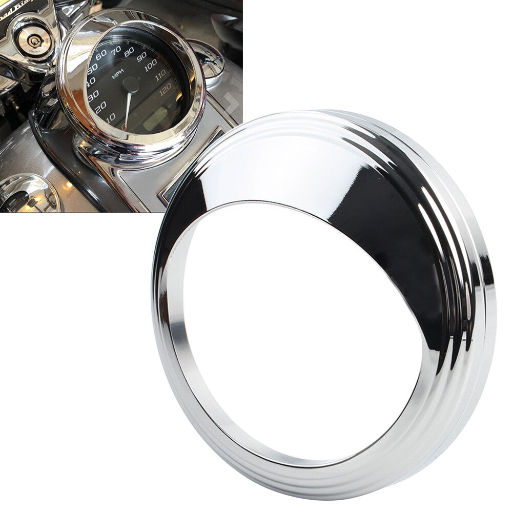 Chrome Speedometer Trim Ring Visor Fit for Harley Road King Softail Wide Glide Q