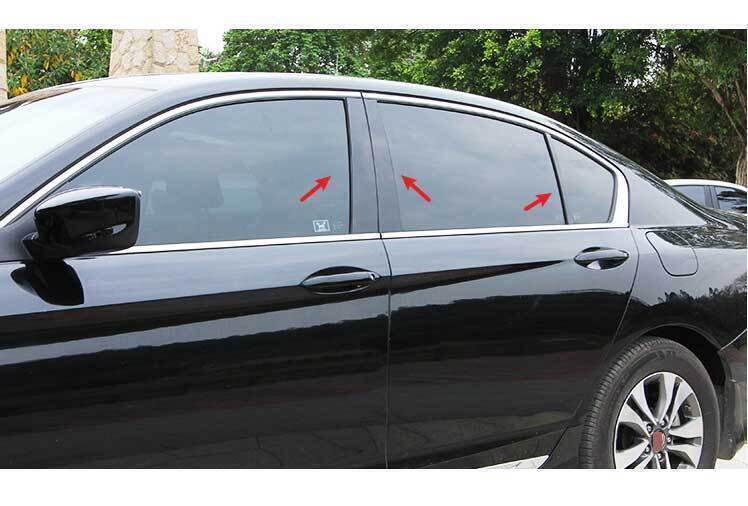 for Honda Accord 14-17 Gloss Black Pillar Posts Door Window Trim Decal Strip 6X