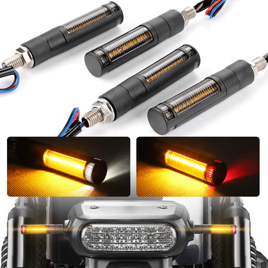 4X Black Motorcycle LED Flowing Turn Signal Blinker Brake Light Running DRL Lamp
