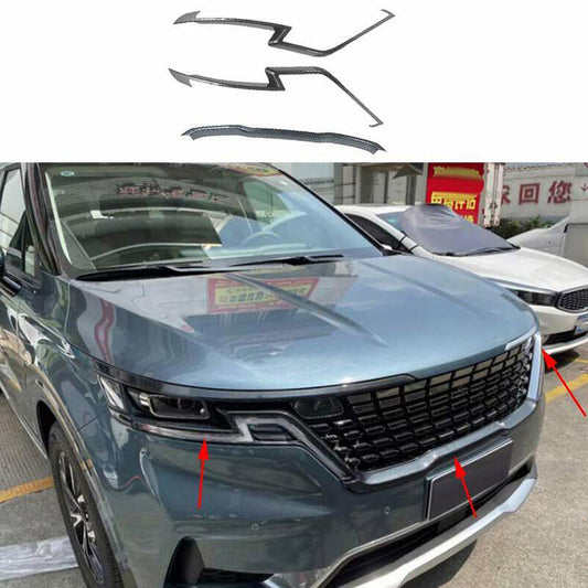 for Kia Carnival 2022-2023 Carbon Fiber Front Bumper Grille Grills Moulding Trim
