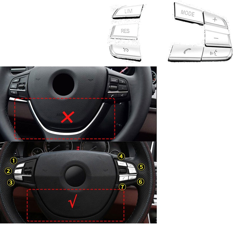 Chrome Steering Wheel Button Cover Trim for 5 6 7 GT F01 F02 F06 F07 F10