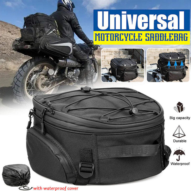 Motorcycle Rear Tail for Seat Back Saddle Helmet Shoulder Carry Bag Waterproof+Cover Q