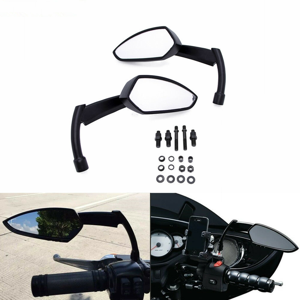2X Motorcycle Black Blade Rearview Side Mirror for Harley for Kawasaki for Yamaha for Honda Q