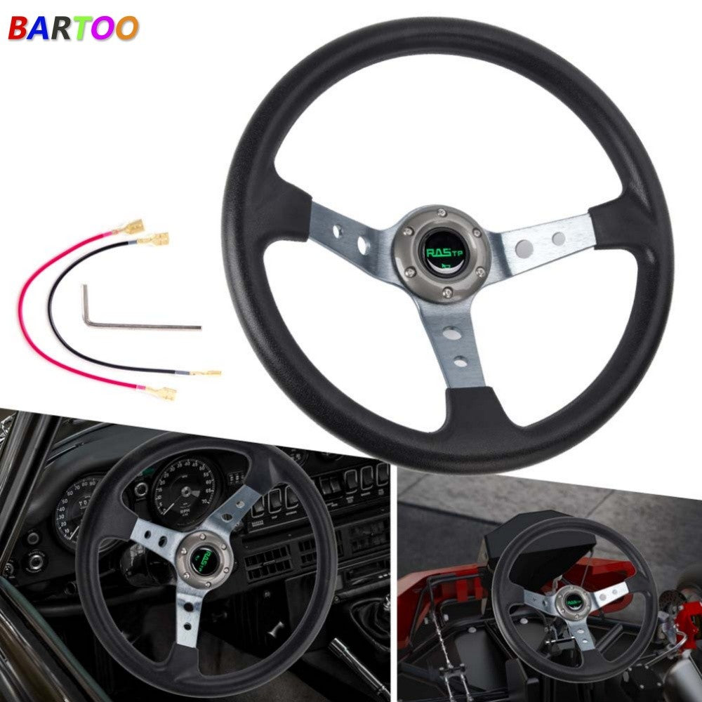 Steering Wheel 350mm 14inch Deep Dish 6 Bolt with Horn Button Racing