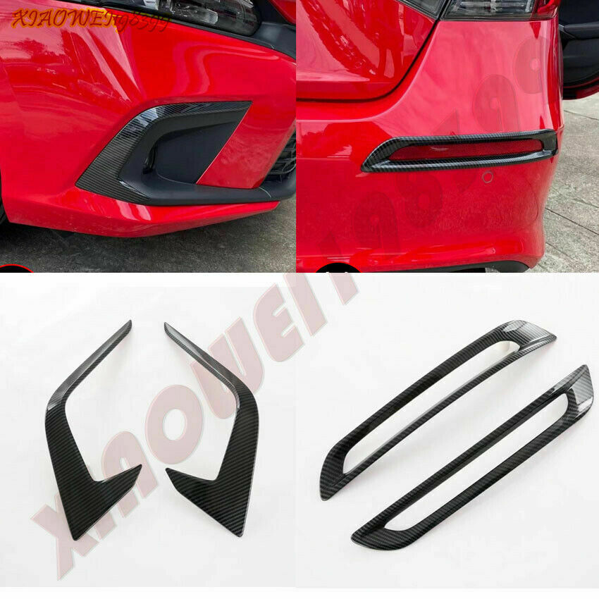 4X for Honda for Civic 2022-2023 Carbon Fiber Grain Fog Light Lamp Cover Trims ABS
