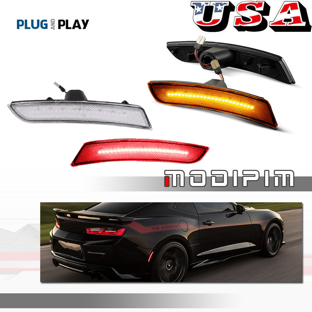 Transparent Front and Rear Bumper LED Side Fender Marker Lights for 2016 - 2023 for Camaro - v