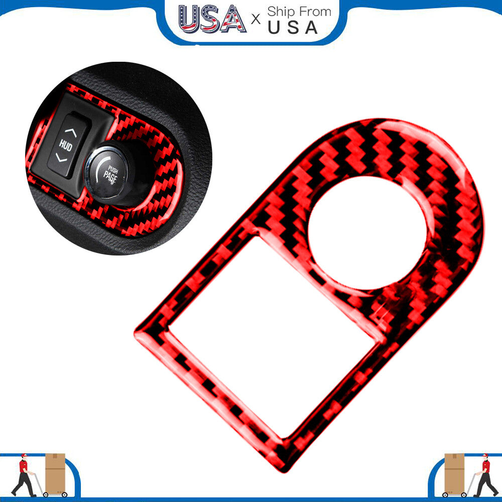 Red Carbon Fiber Headlight Switch Button Trim for Chevrolet Camaro 2005-2010