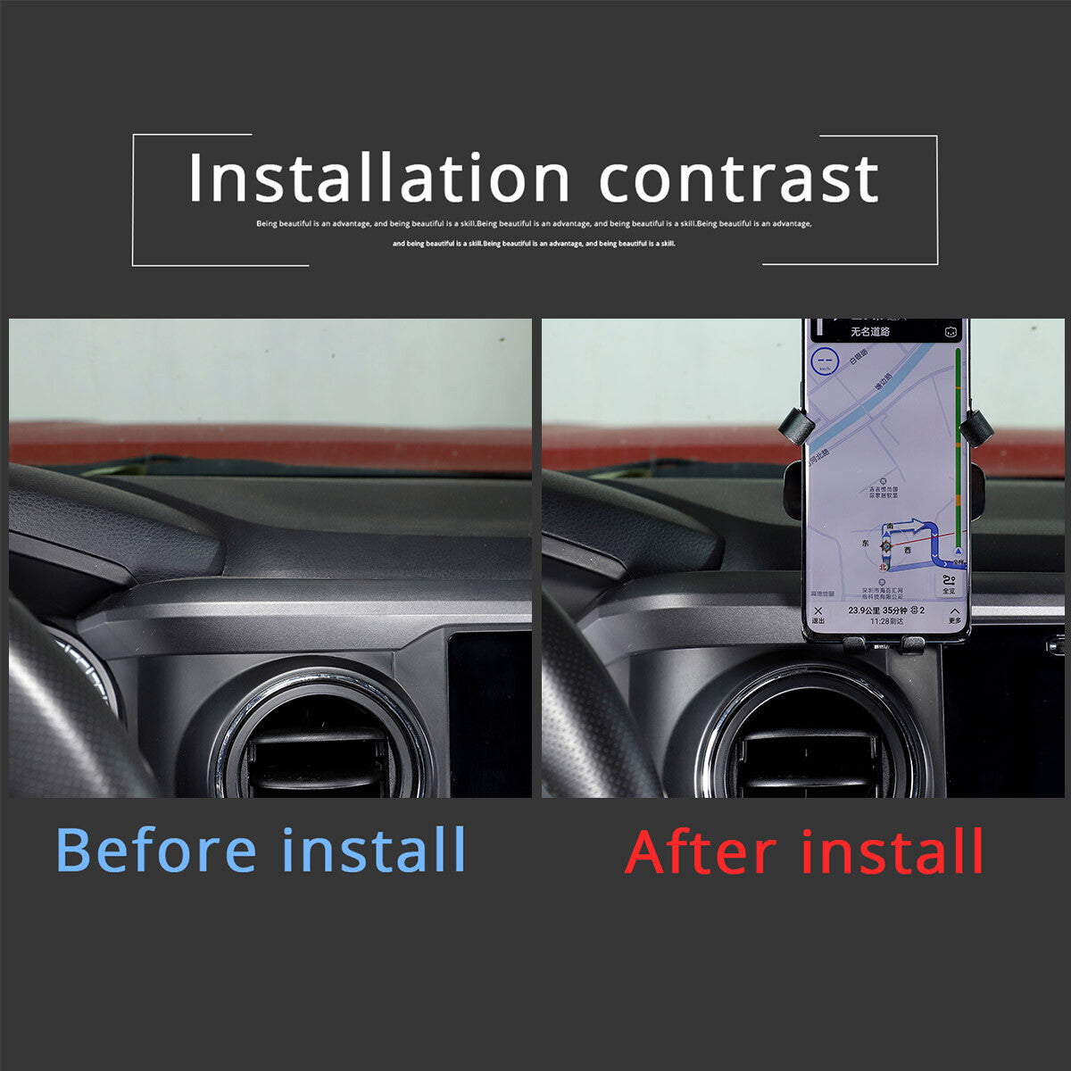 Suitable for Tacoma 2016-2023. Dashboard air vent socket holder/phone holder. n