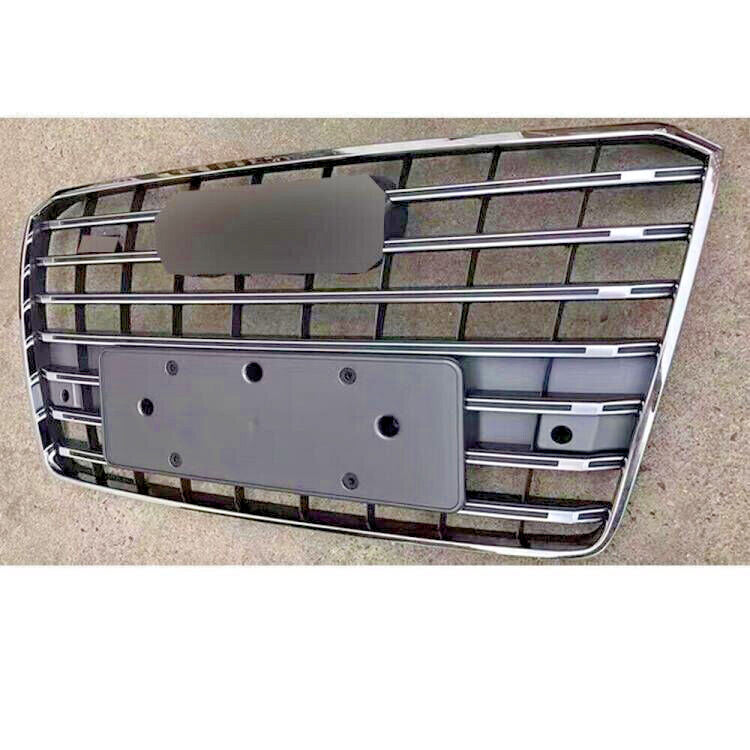 for Audi for A8 2015-2017 Front Bumper Grill Replace Grilles Mesh Grille Gray+Chrome