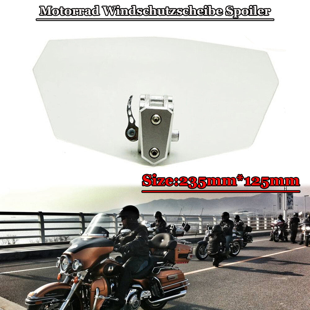 Adjustable clip-on windshield extension boiler windshield motorcycle