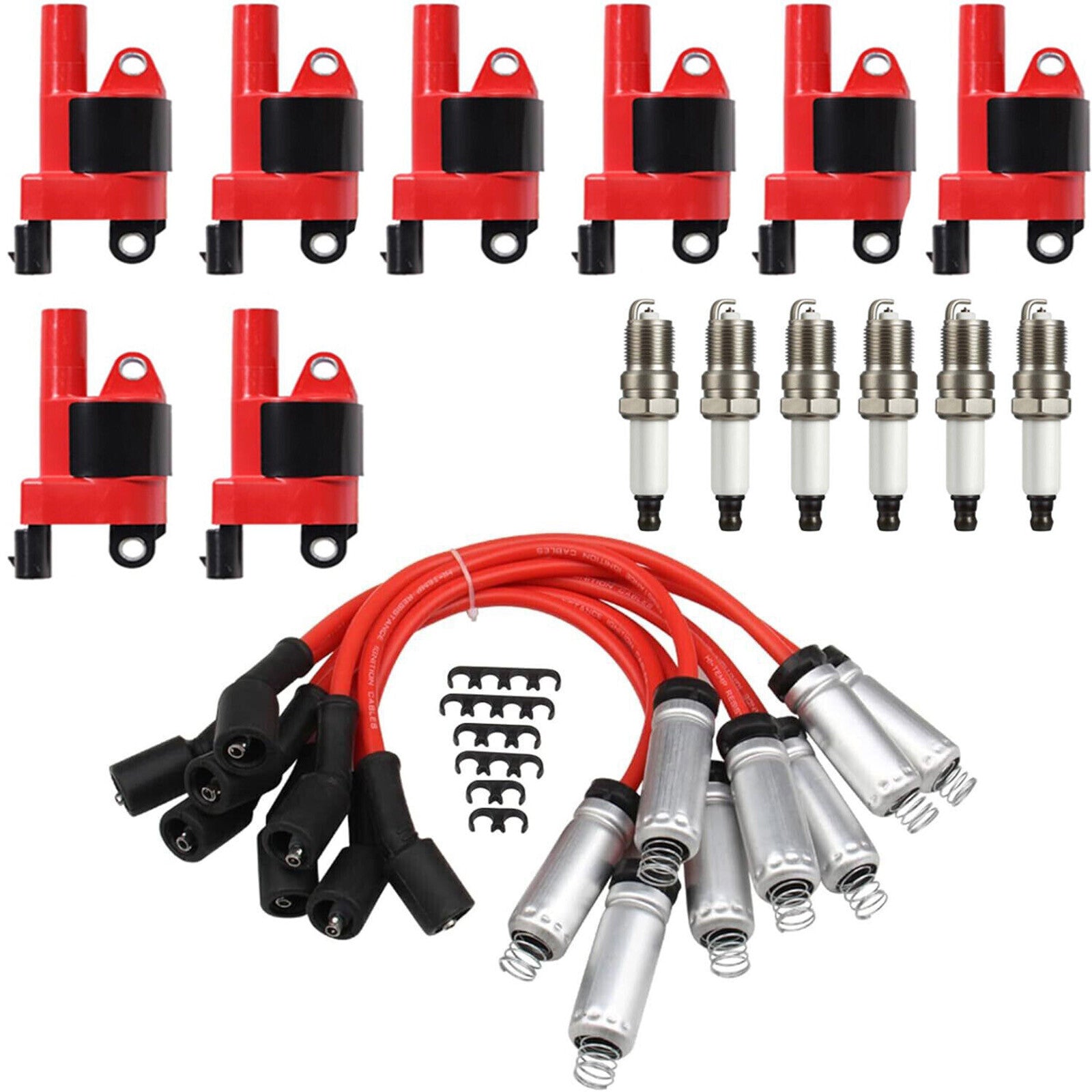 8PCS Ignition Coil+Spark Plug+Wire Accessories for Chevy Suburban 1500 2007-2012