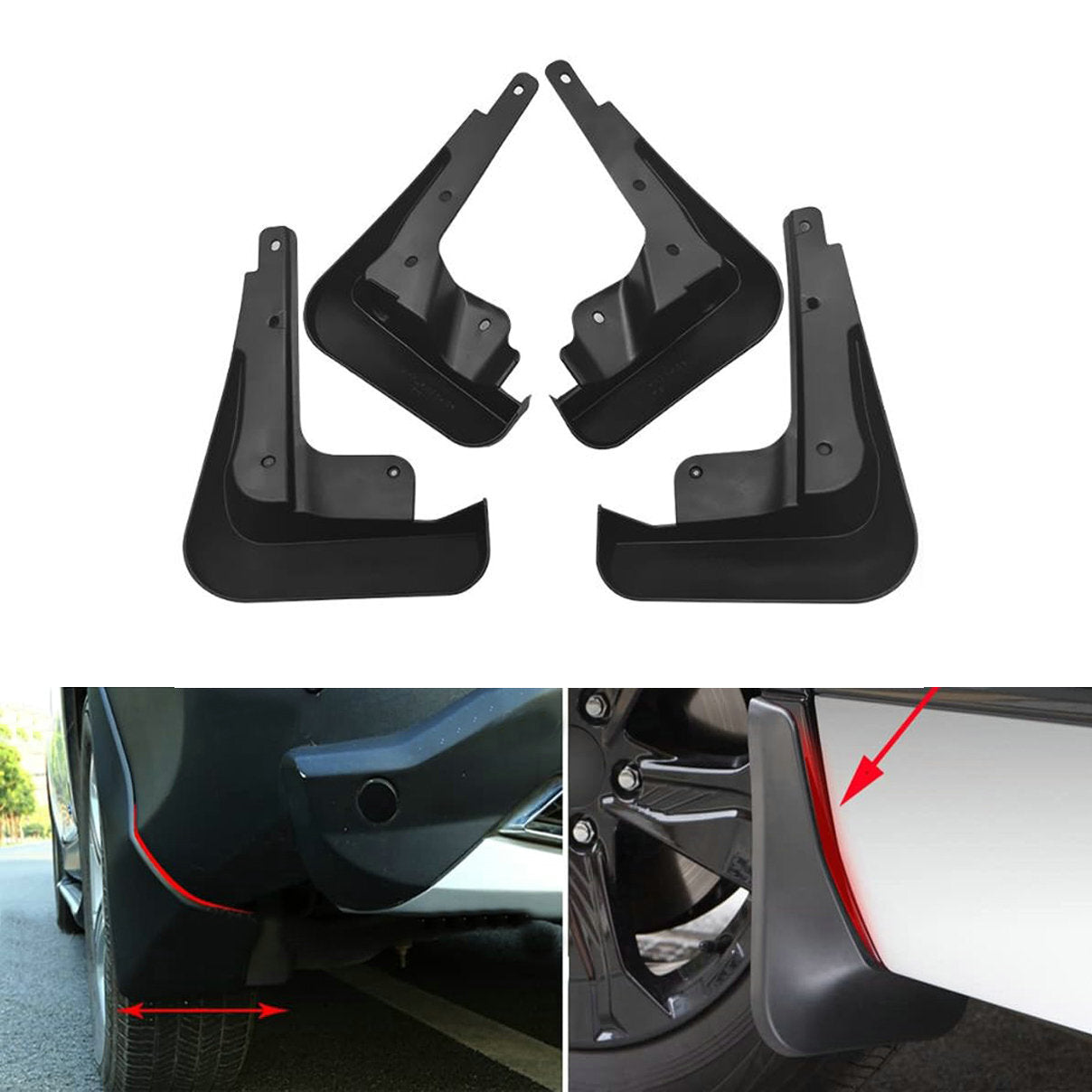 Black front and rear splash guards are available on 2022-2024 for Honda for Civic Hatchbacks. n