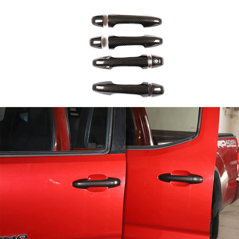 For Tacoma 2016-2023 Carbon Fiber Front Car Door Handles Cover Trim 8pcs v