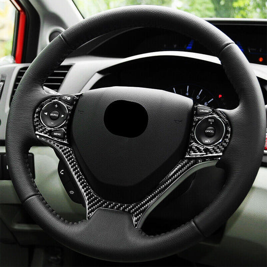 Real Carbon Fiber Car Steering Wheel Cover Trim for Honda for Civic 9th 2012-2015