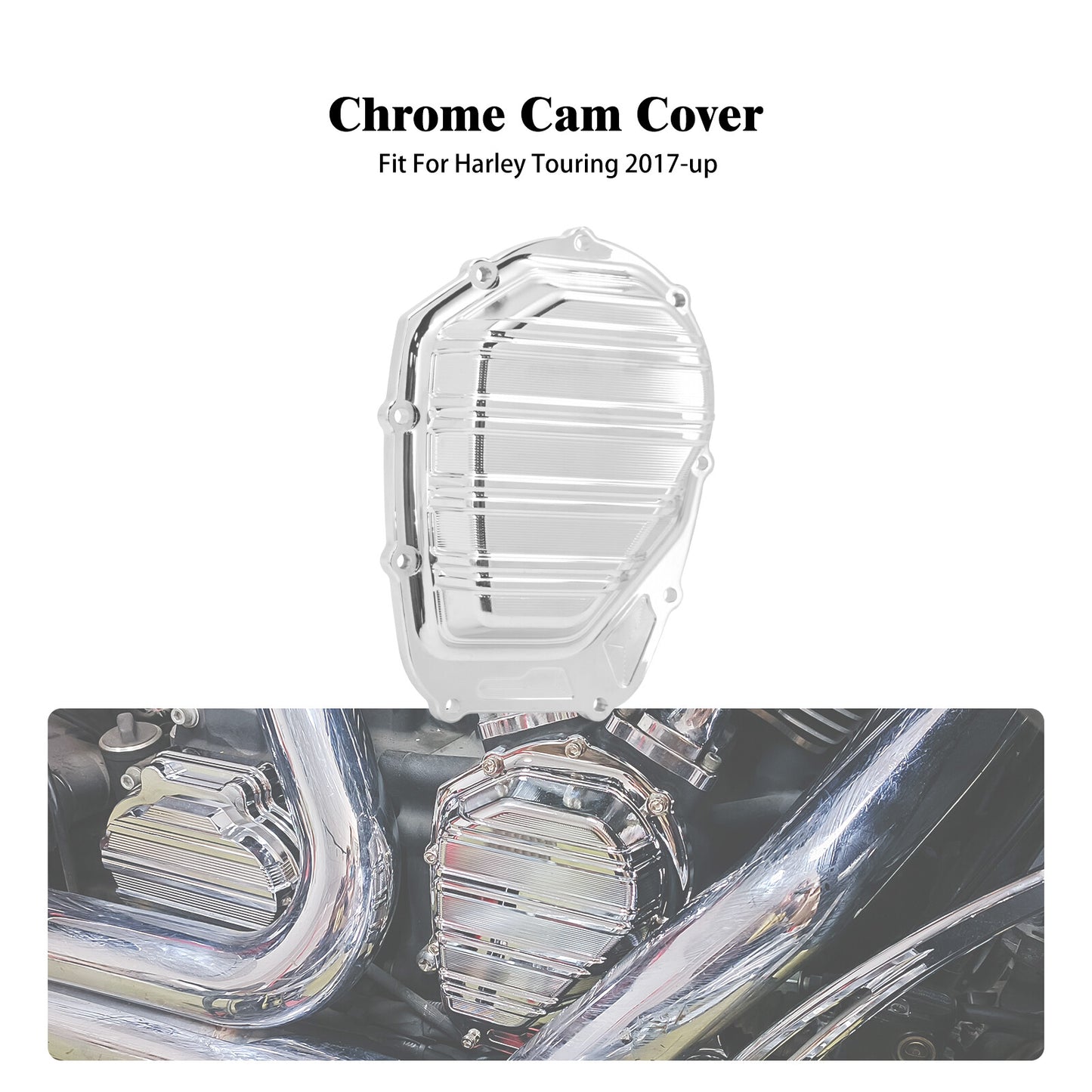 Chrome Side Cam Engine Cover Fit for Harley Touring Road Electra Glide 2017-2023 Q