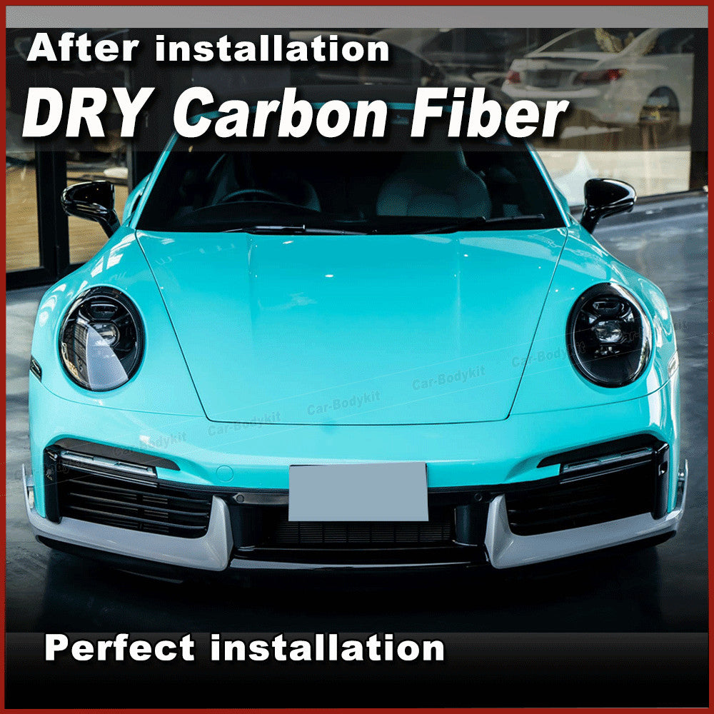 for Porsche 911 992 Carrera Targa Dry Carbon Front Bumper Splitter Air Vent Fins