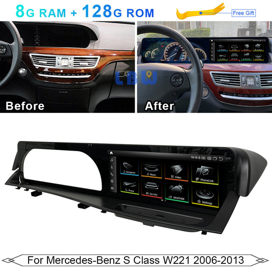 8G+128G for Mercedes-Benz S Class W221 2006-2013 Car GPS Nav Wifi Stereo Carplay