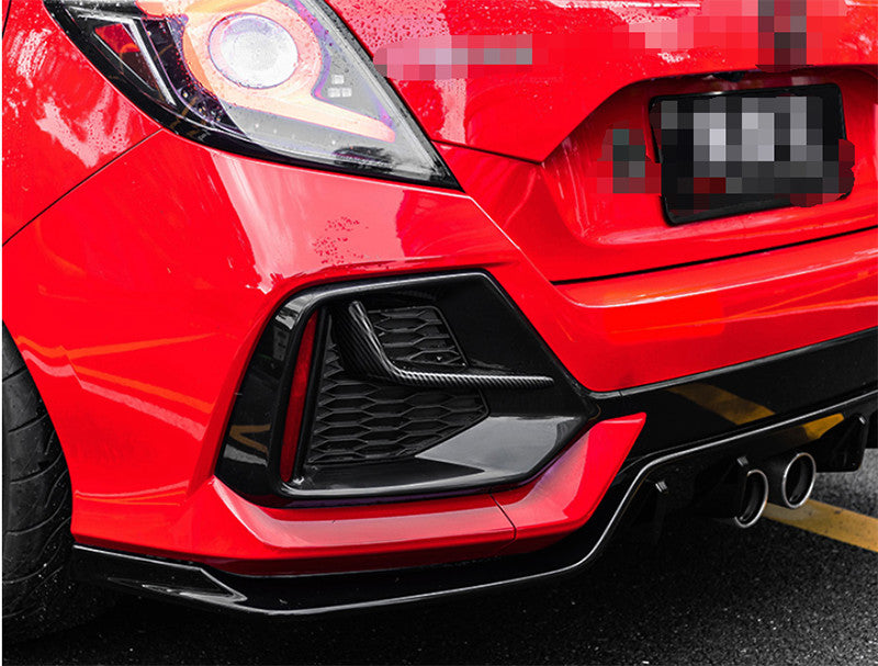 for Honda for Civic Hatchback 19-21 Carbon Fiber Rear Fog Lamp Light Strip Trim 2PCS