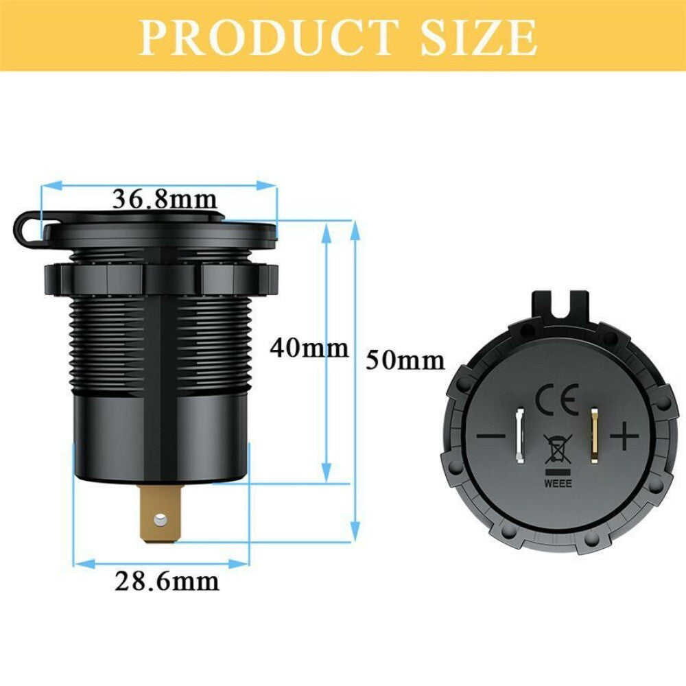 1pc Motorcycle Dual USB Fast Charger Socket Adapter LED Digital Voltmeter New n