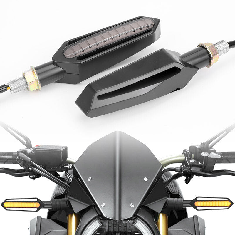 2X Motorcycle LED Turn Signals Light Flowing Sequential Amber Indicator Amber